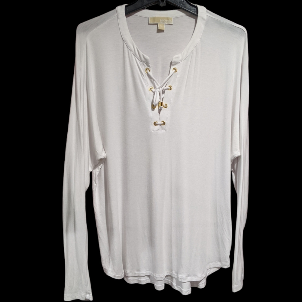 Michael Kors Viscose White and Gold XL Soft Long sleeve